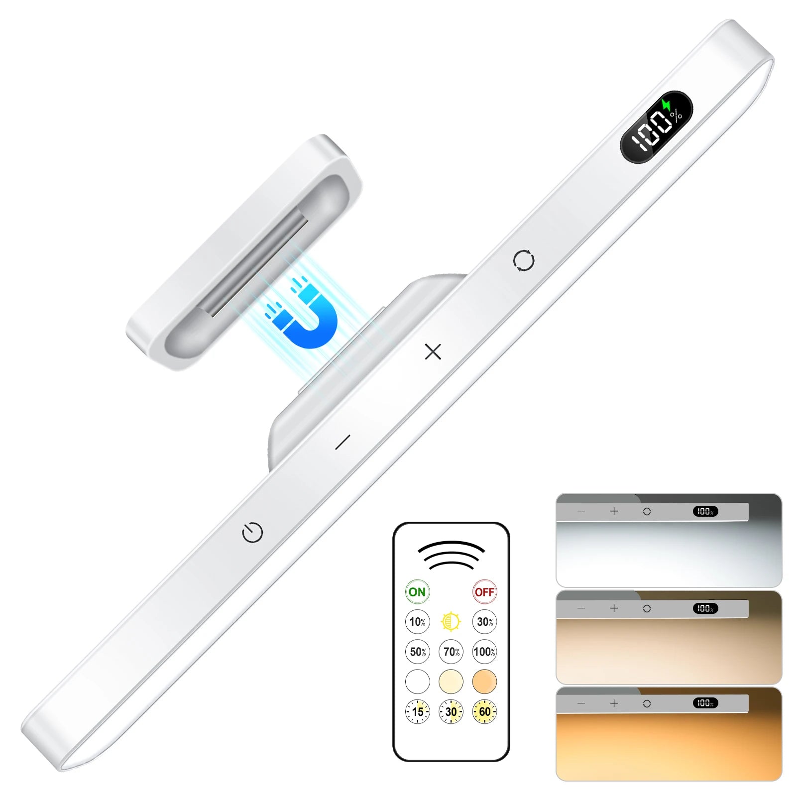 WILLED Touch Table Lamp Magnetic Desk Lamp Bulit-in 2500mAh Battery for Reading Cabinet Mirror Bedside Rechargeable Night Lights