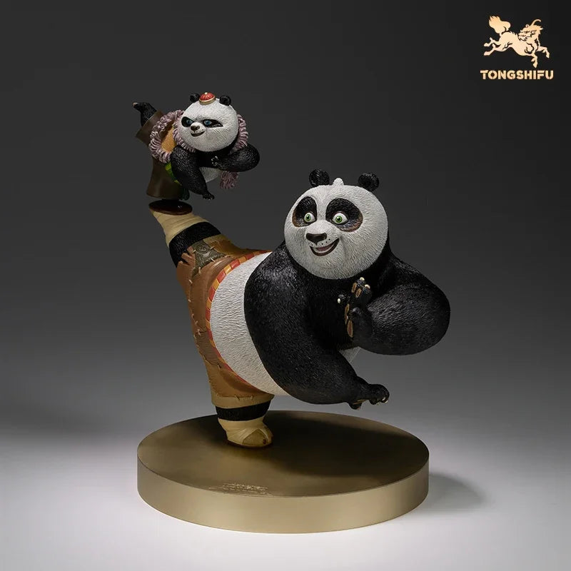 Copper Craft Chinese Cartoon Film Character Kung Fu Panda Cute Bronze Statue "study and Train Hard" Panda Figurine Desktop Decor