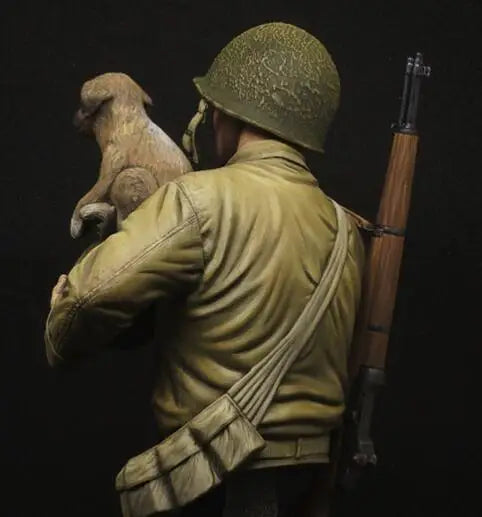 1/9 WW2 US Infantry, 'Saving the dog' Resin kit Bust GK Military theme of World War II Uncoated No colour