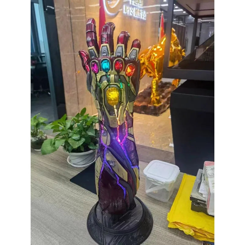 1/1 Marvel Comics Figure Iron Man Infinity Gauntlet Can Glow Resin Anime Model Desktop Ornaments Holiday Gifts Children Toys