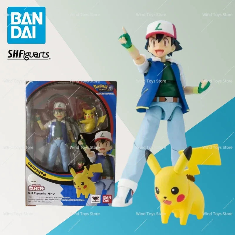 100% Original Bandai SH Figuarts SHF Ash Ketchum in Stock Anime Action Collection Figures Model Toys Figura Pvc Gifts