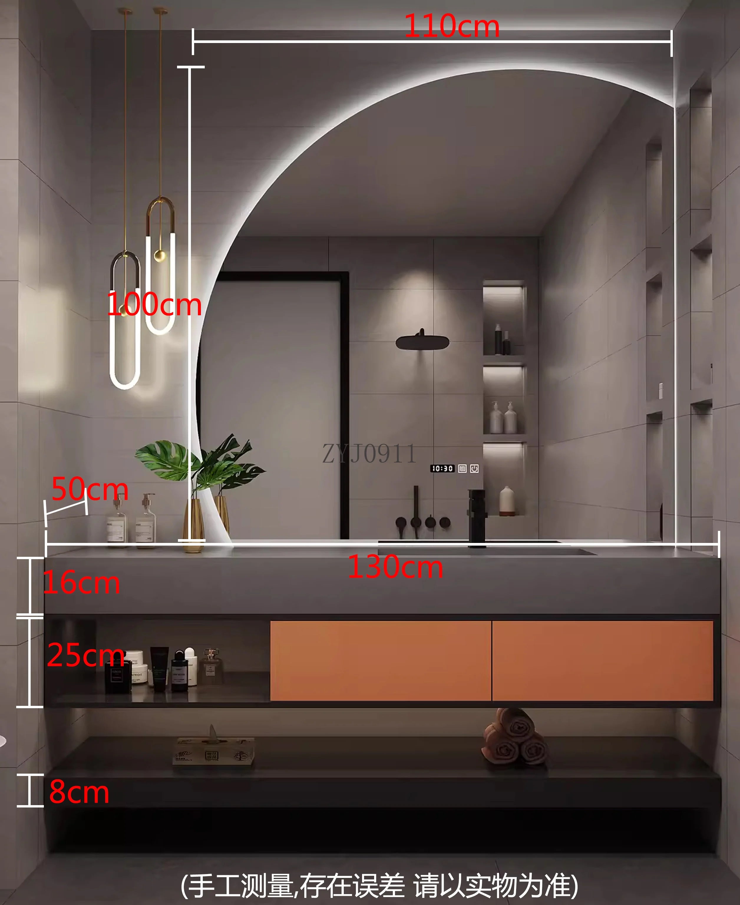 Spind Eitelkeit Badezimmer Holzmöbel MDF Weiß Schrank Waschbecken Basis Offene Schränke Luxus Ecke Handtuch Spiegel Lagerung