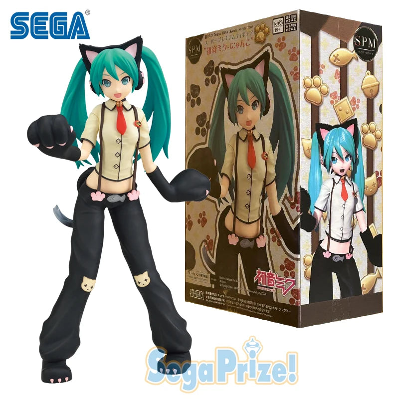Auf Lager SEGA Hatsune Miku Projekt DIVA Arcade Future Tone SPM Hatsune Miku-Kleine Katze PVC 23CM Anime Actionfiguren Modell Spielzeug