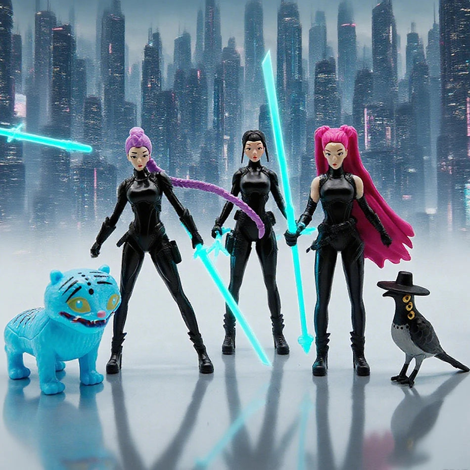 2025 Anime Kpop Demon Hunters Figure Rumi Mira Zoey Derpys Tiger Figurine Toy Cute Desk Decoration Statues Ornament Kid Gifts