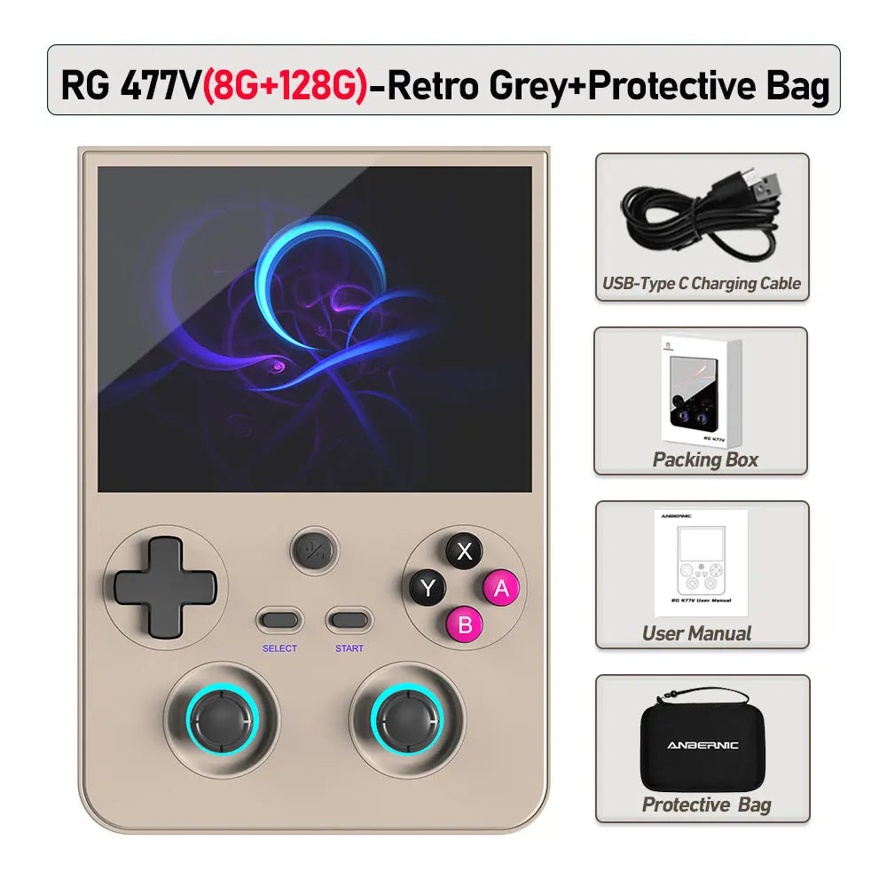 ANBERNIC RG477V Handheld Game Console 4.7" LTPS In-Cell Android 14 DSP Sound Effect Video Player Support AI RixelHK 1080p-DP Out