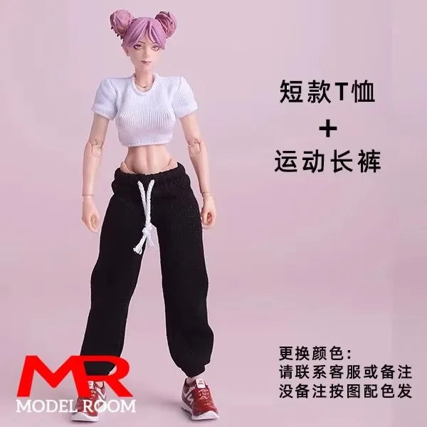 ATStory 1/12 Female Short T-shirt Zipper Jacket Clothes Model Fit 6'' SnailShell SHF ML Romankey Soldier Action Figure Body Doll