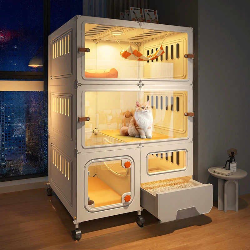 Cat Villa Pulley Design Cat Cage Outdoor Large Space Easy Install Cat's House Shelves Firm and Durable Cats Accessories Supplies