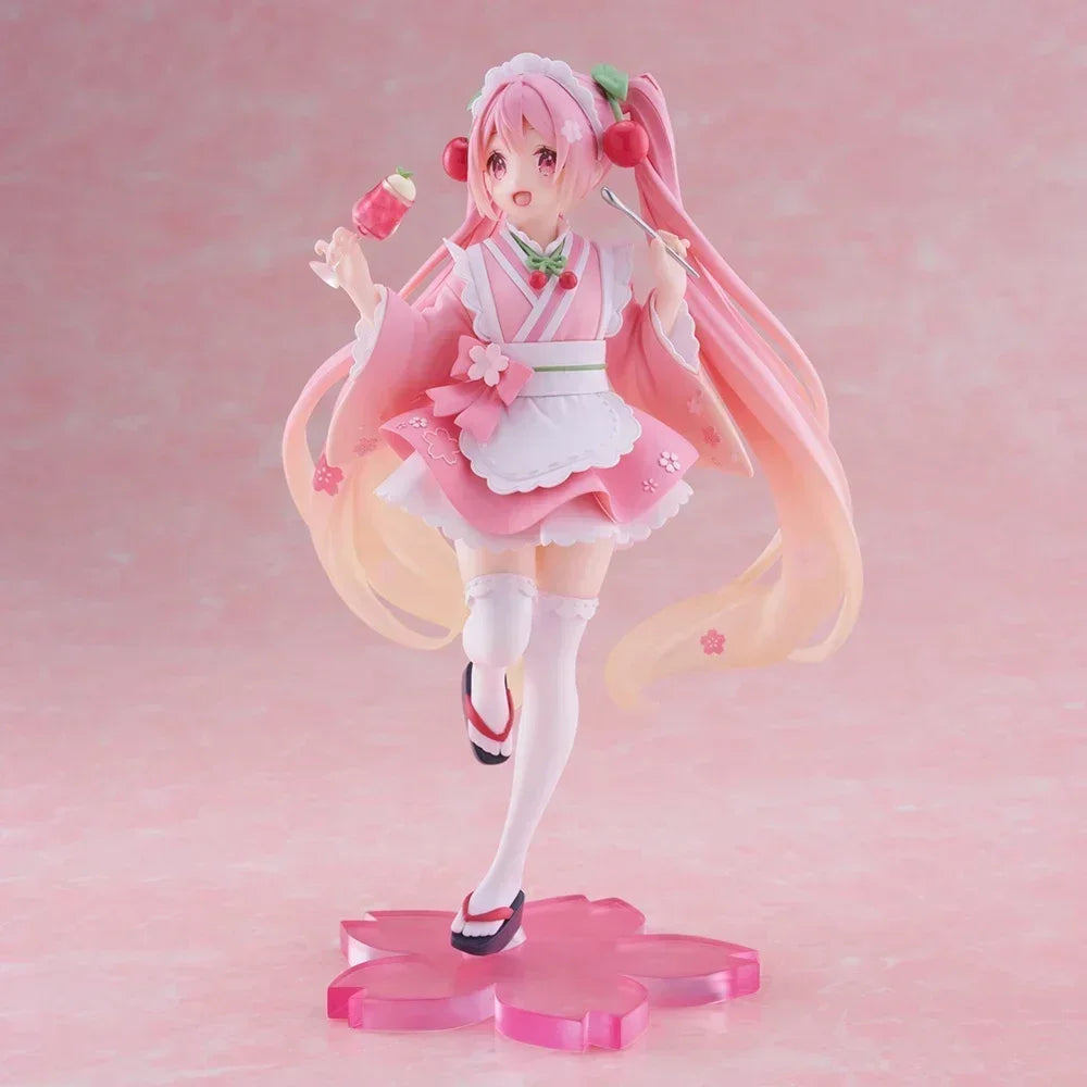 18CM Original Hatsune Miku Coreful Sakura Wafuu Kissa Ver. Maid Figure Anime Figurine Model Collectible Toys Kawaii Gift