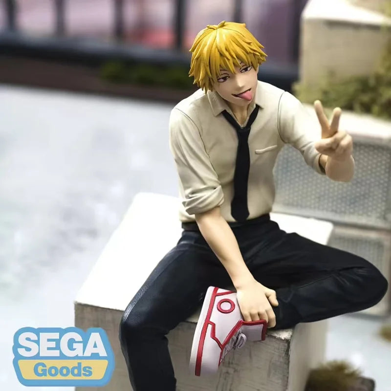 in stock Genuine SEGA PM Chainsaw Man Denji and Power sitting posture PVC about 15cm Anime Figure Model  Collector Figurine Toy