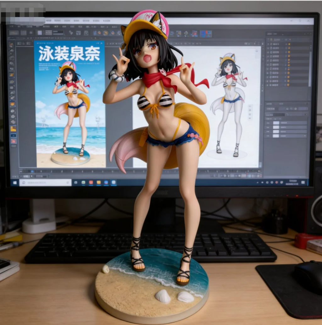 Blue Archive anime Cartoon Cute and Beautiful Girl Handmade Swimwear Quannai Standing Pose Tidy Play Model Decoration Factory