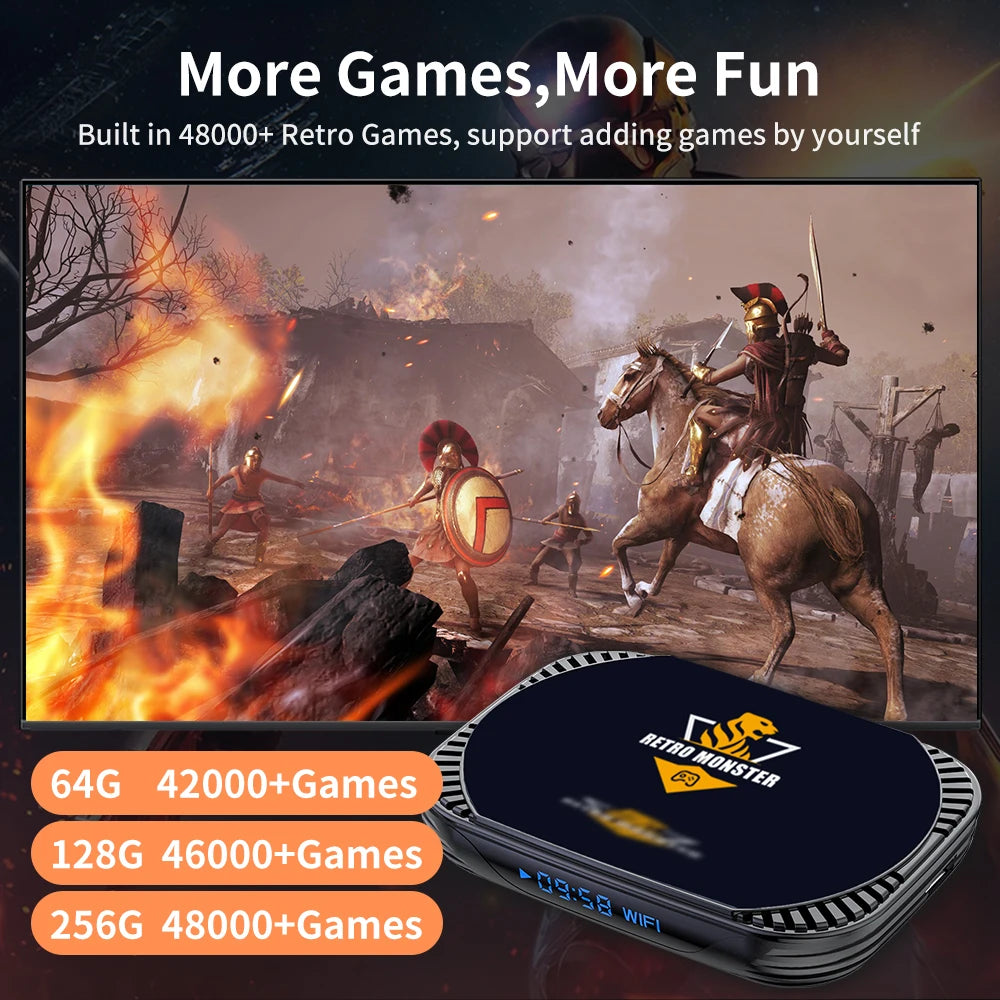 Retro Video Game Console 70+Emulators for PS1/PSP/N64/DC/SS/MAME with 48000+Games S905X4 4K HD Android 11 TV Gaming Box for Kids