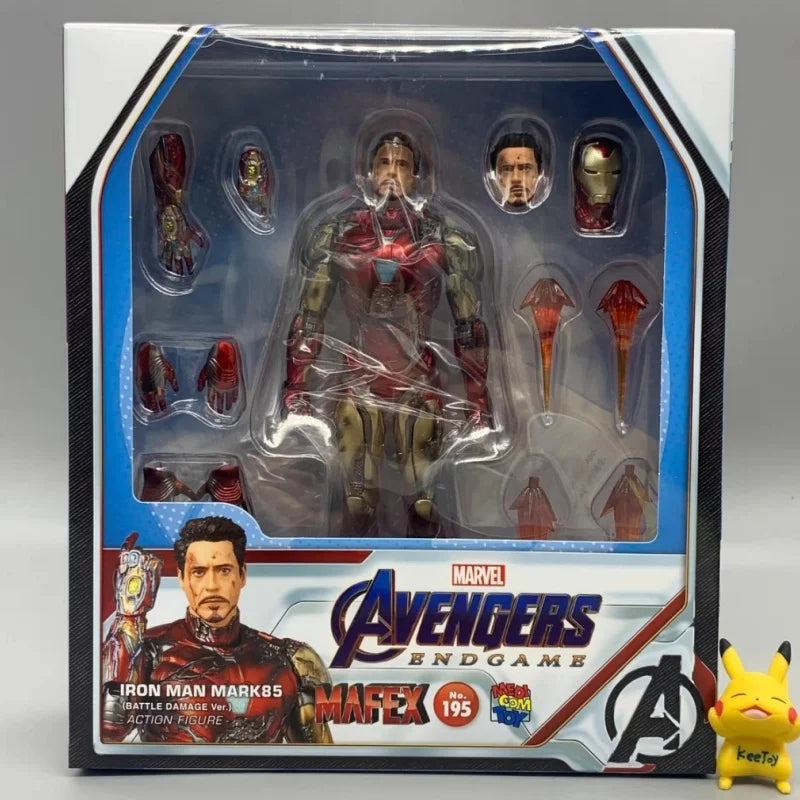 Original Mafex No.195 Iron Man Mk85 Battle Damaged Edition Avengers Endgame Marvel Action Figure Toy Gift Model Collection Hobby