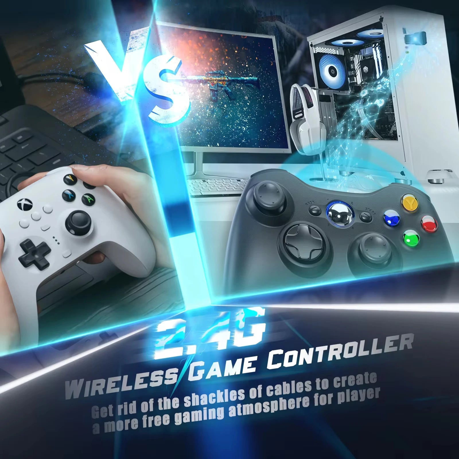 wireless/wired Controller For Xbox 360 /360 slim gamepad Joypad Joystick Compatible with Xbox 360/360 Slim and PC Window Game