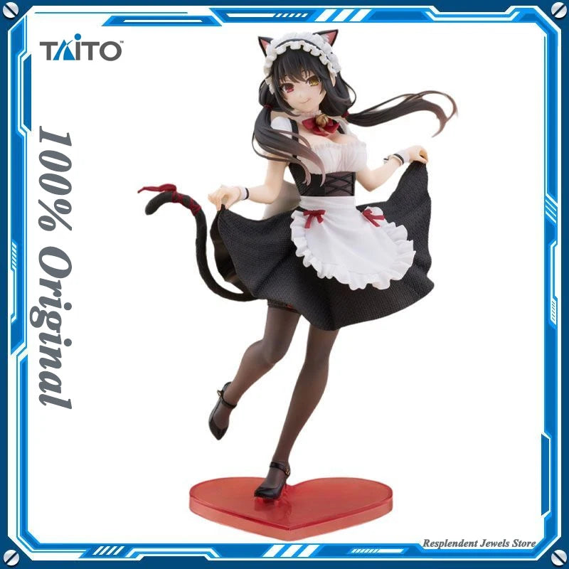Original Taito Coreful Date A Live Kurumi Tokisaki Anime Crazy Three Cat Ear Maid Actionfigur Date Battle Scene Geburtstagsgeschenk