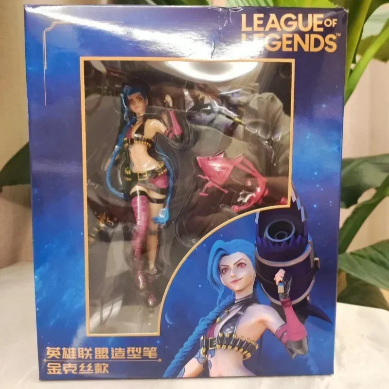 Оригинална фигурка на League of Legends Jinx, Arcane 2, аниме фигурки, игра, периферия, декорация за бюро, украшение, детски подарък, 3D играчка с писалка