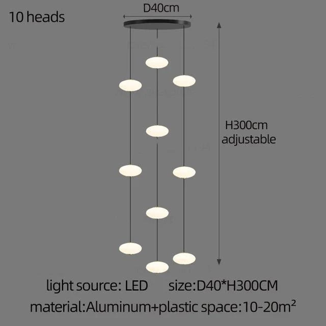 Modern Led staircase chandelier living room hanging light designer Villa duplex building  oval string attic pendant lighting