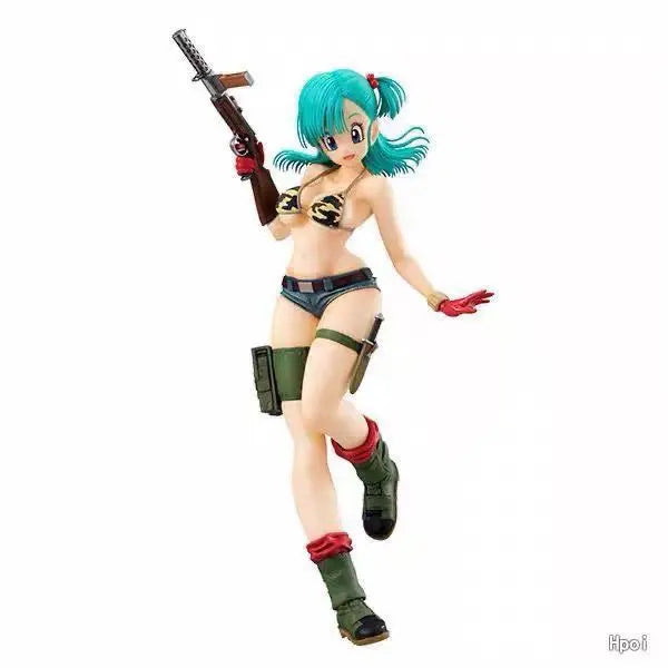 Ragon Ball Figure Bulma Figure Camouflage Bulma Action Model Cute Glitter Glamours Gk Collectible Room Doll 22cm Decoration Toys