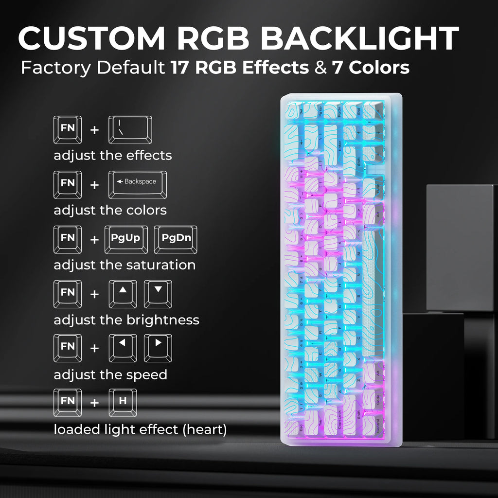 XVX M67 JadeStone Mechanical Keyboard With IMD-Tech Keycaps Hot Swappable Gasket Design Tri-Mode Custom RGB Backlight Keyboard