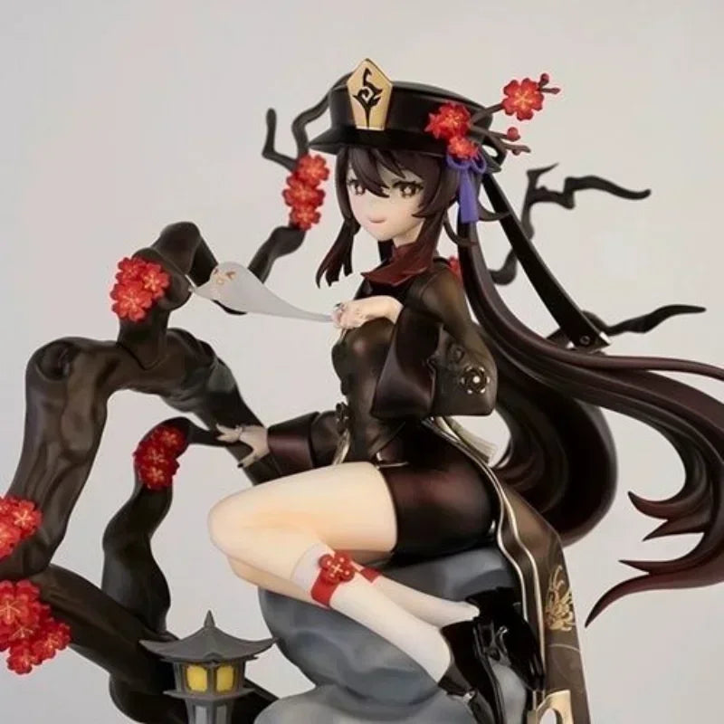 23 см Genshin Impact Аниме фигурка Hu Tao Hu Tao Орнамент Колекция занаяти екшън фигурки за деца PVC модел кукла играчки подарък