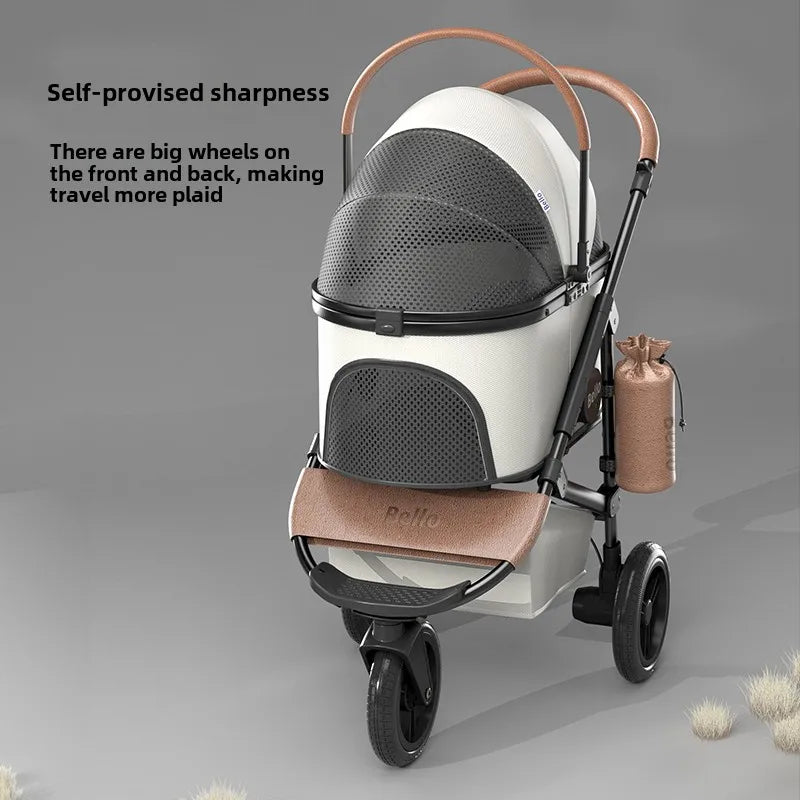 3-Wheel Pet Stroller for Cats Dogs Small Medium Dogs, Detachable Pet Carrier Cart for Walking Out, Outdoor Small Pet Stroller