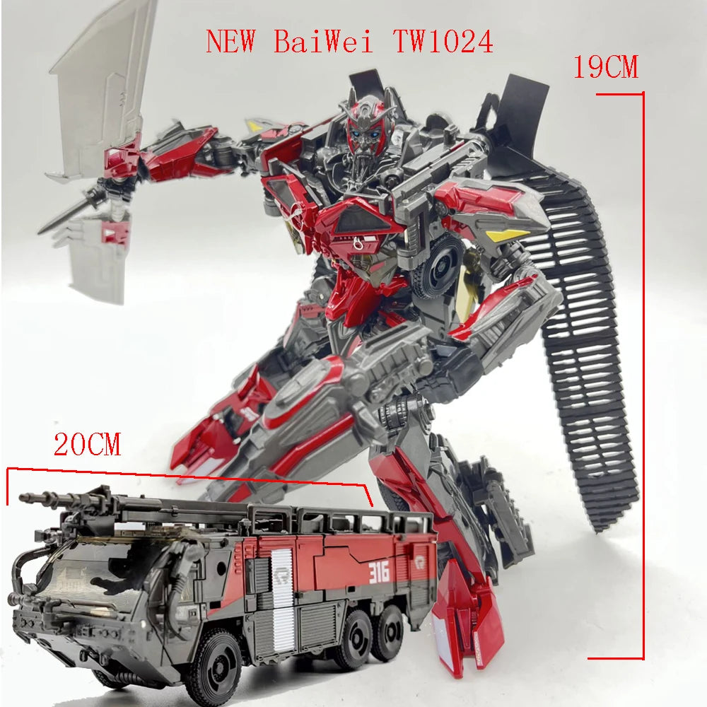 Трансформиращи играчки BAIWEI Sentinel Prime TW1024 Пожарна машина TW-1024 Автоботи Камион Модел SS61 Екшън фигурка Деформиращ робот