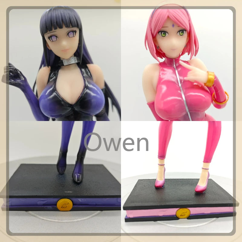 Naruto Shippuden Anime Sexy Hyuga Hinata Figure Latex Catsuit Haruno Sakura Action Figures PVC Statue Collection Model Toys Gift