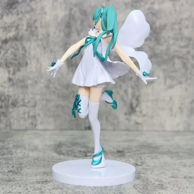 Anime 15cm Hatsune Miku Angel White Skirt Standing Model Beautiful Girl Series Box Handmade Birthday Gifts Collection Ornament
