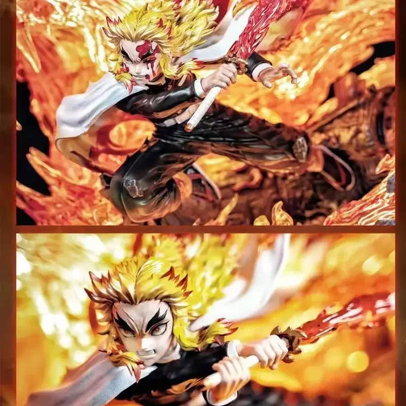 Demon Slayer Rengoku Kyoujurou Luminous Action Figure Fantasy 27cm PVC Anime Figurine Model Luminous Statue Collection Toys Gift