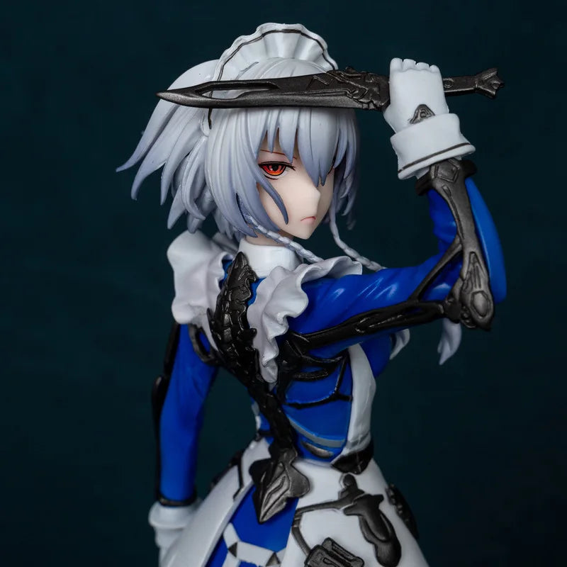 23 см Touhou Project Izayoi Sakuya Maid Hold A Knife Game Girl Фигура Модел Статуя Момче Колекция Декорация за плот Орнамент Играчка