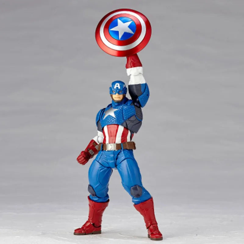 KAIYODO Genuine Amazing Yamaguchi Anime Figure Captain America Action Figure Toys for Boys Kids Gift Collectible Model Ornaments