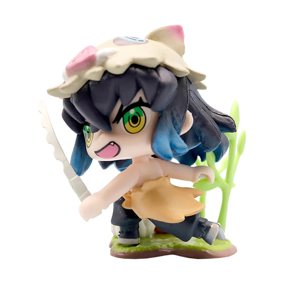 Anime 6Pcs/Set Q Version Demon Slayer Figurine  Boxed Model Ornament Accessory Cartoon Movability Kits Mascot Kid Toy Gift