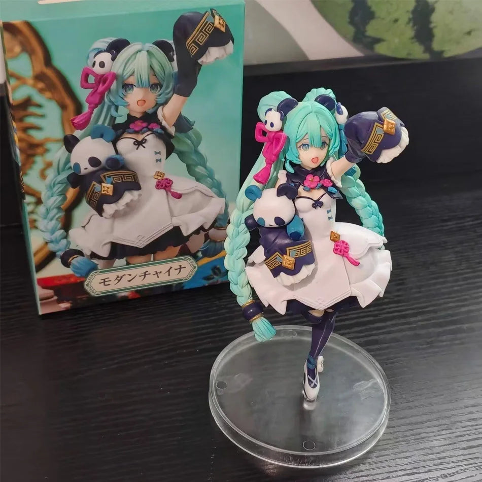 18CM Anime Hatsune Miku Figure National Style Fashion Panda MODERNCHINA Model Toy Gift Collection Action Figure PVC