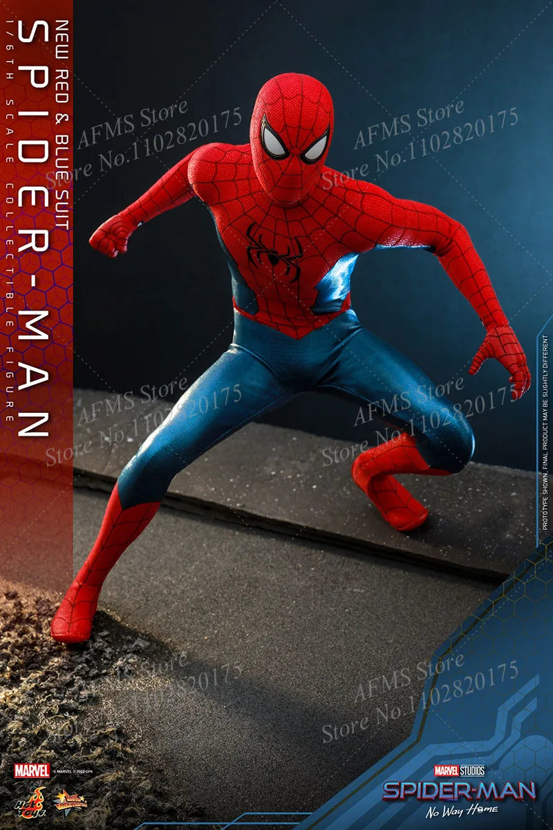 HOTTOYS MMS679 1/6 Men Soldier Tom Holland Spider-Man No Way Home Red Blue Battle Clothes Version 12Inch Action Figure Model