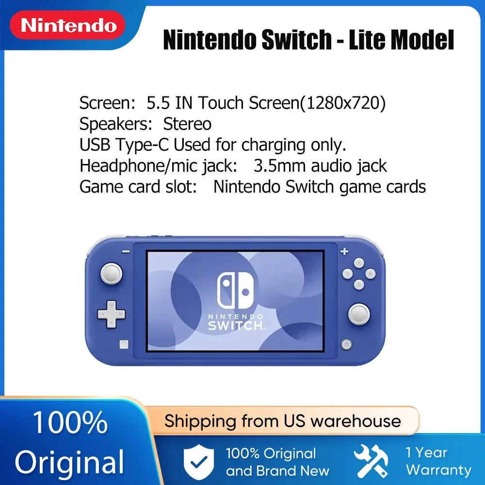 Игрална конзола Nintendo Switch Lite, 5.5-инчов LCD сензорен екран, 32GB вътрешна памет, Bluetooth 4.1, вграден контролер