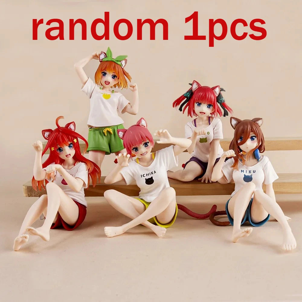 Anime The Quintessential Quintuplets Desktop Cute Nakano Itsuki Figures Cat Room Wear Ver Girl Statue Model Doll Desk Decoration