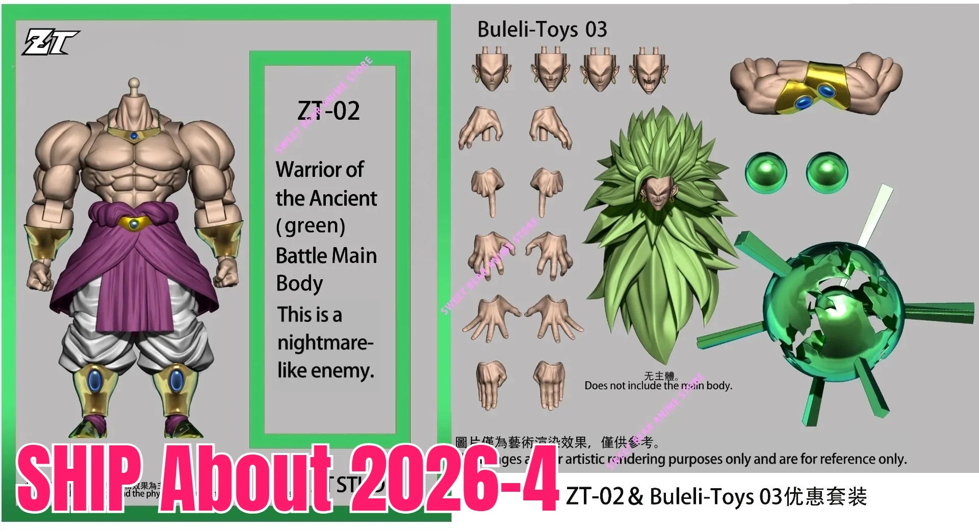 In Stock [ZT Studio] Broly Ancient Warrior ZT001 SSJ Super Saiyan Dragon Ball Action Figure Anime Model Trendy Toy Desktop Doll