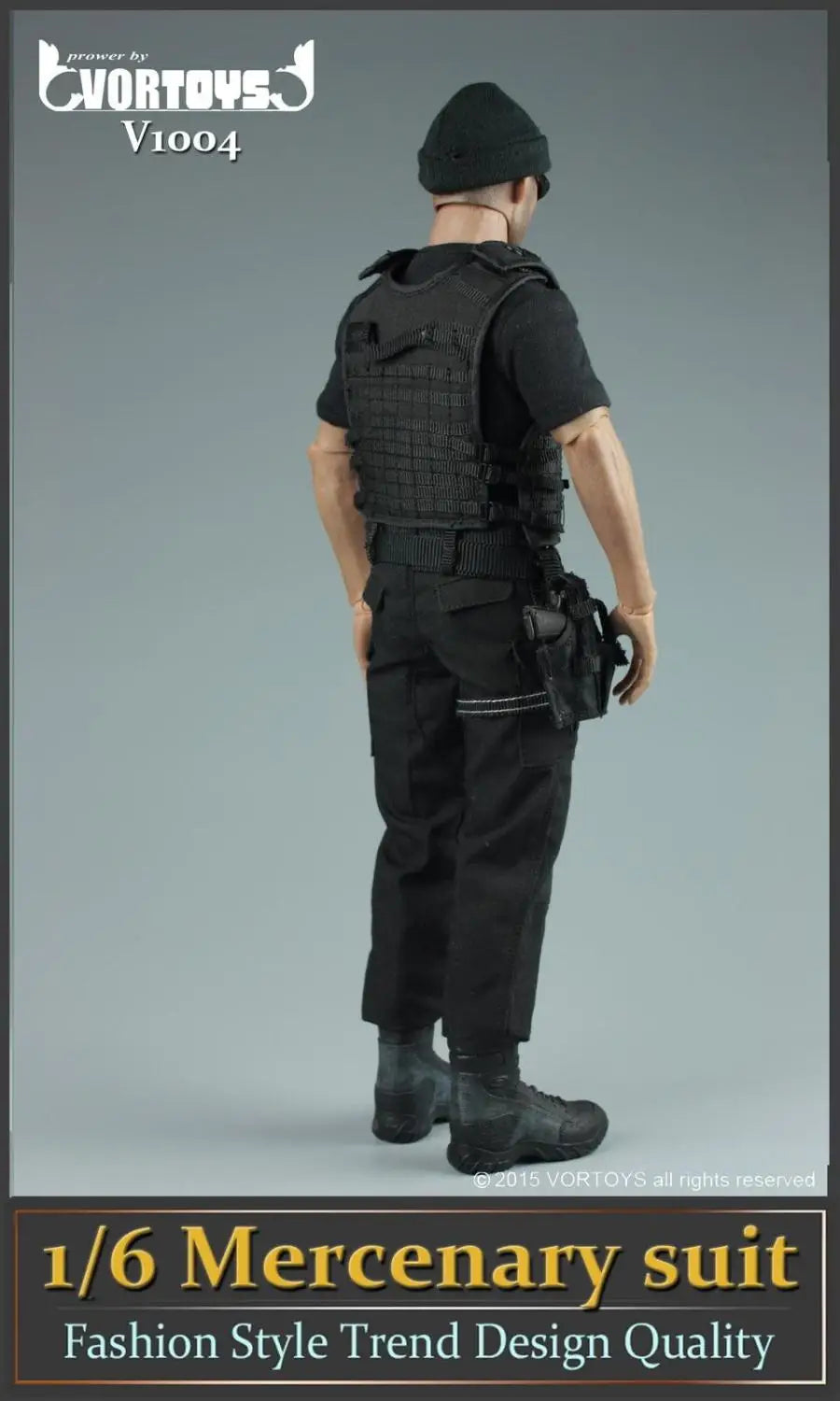 VORTOYS V1004 1/6 Scale Male Solider Mercenary Black Stealth Suit Clothes Model Accessories for 12 Inches Action Figures Bodies