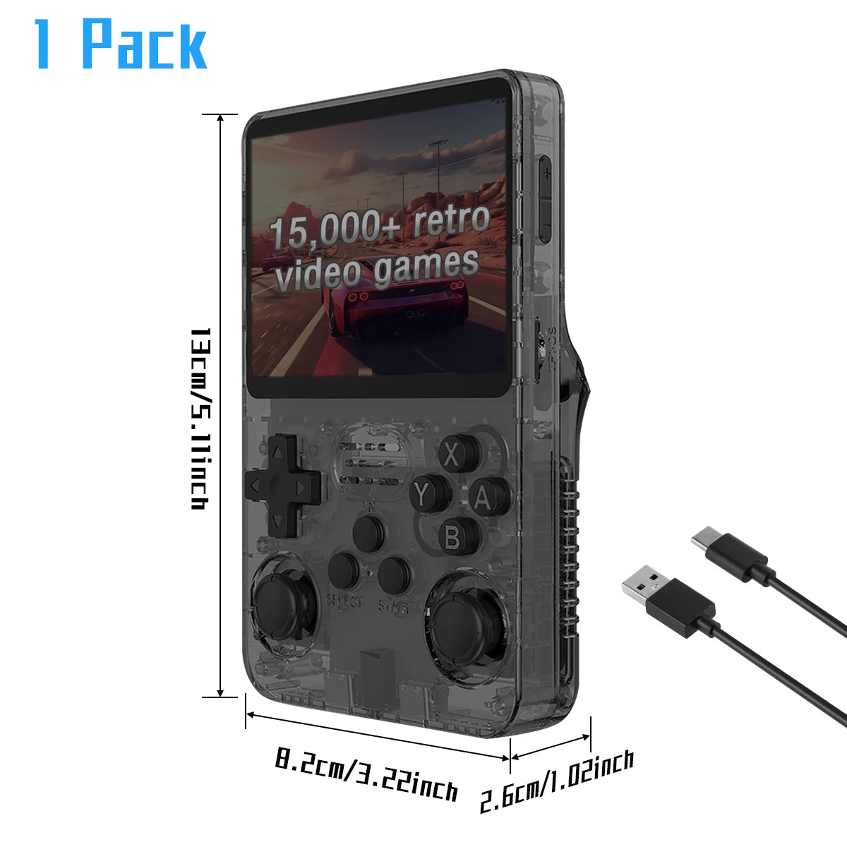 Tragbare R36S-Handheld-Spielekonsole, 3,5-Zoll-IPS-Bildschirm, Linux-System, Retro-Game-Player mit über 15.000 klassischen Spielen, Geschenk für Erwachsene und Kinder