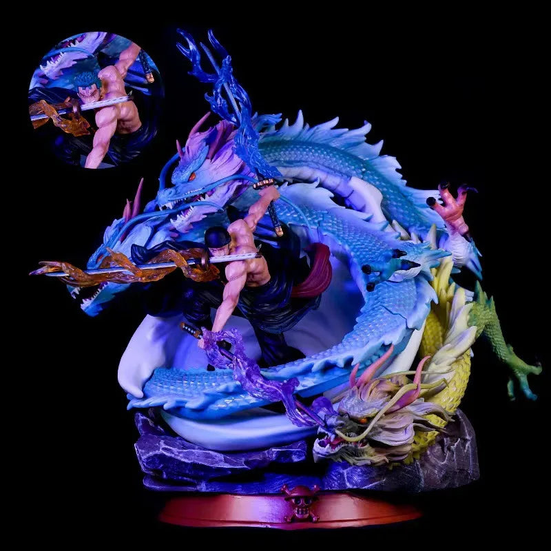 27cm One Piece: Three Dragons Zoro - Dragon Twister & Black Pearl Style Anime Figure Model Statue Collection Desktop Decoration