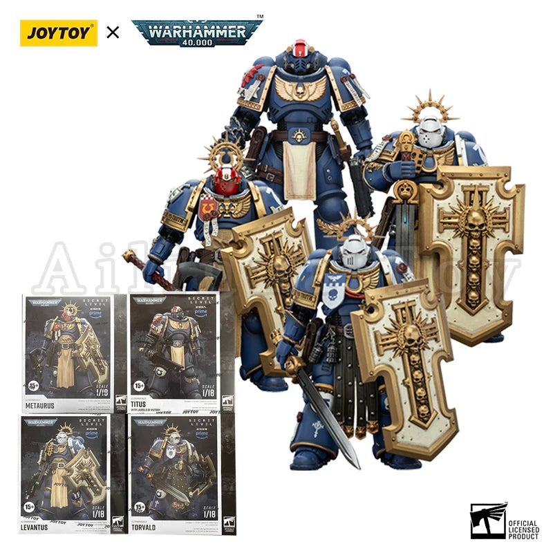 JOYTOY 1/18 Action Figure 40K Ultramarines Titus Metaurus Levantus Torvald Anime Toy