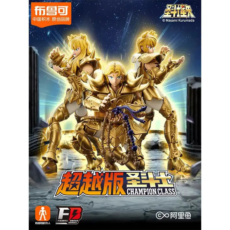 Original Blokees Saint Seiya Actionfigur Taurus Aldebaran Spielzeug Aiolos Pegasus Mu Aiolia Milo Montagemodellbausatz Champion-Klasse
