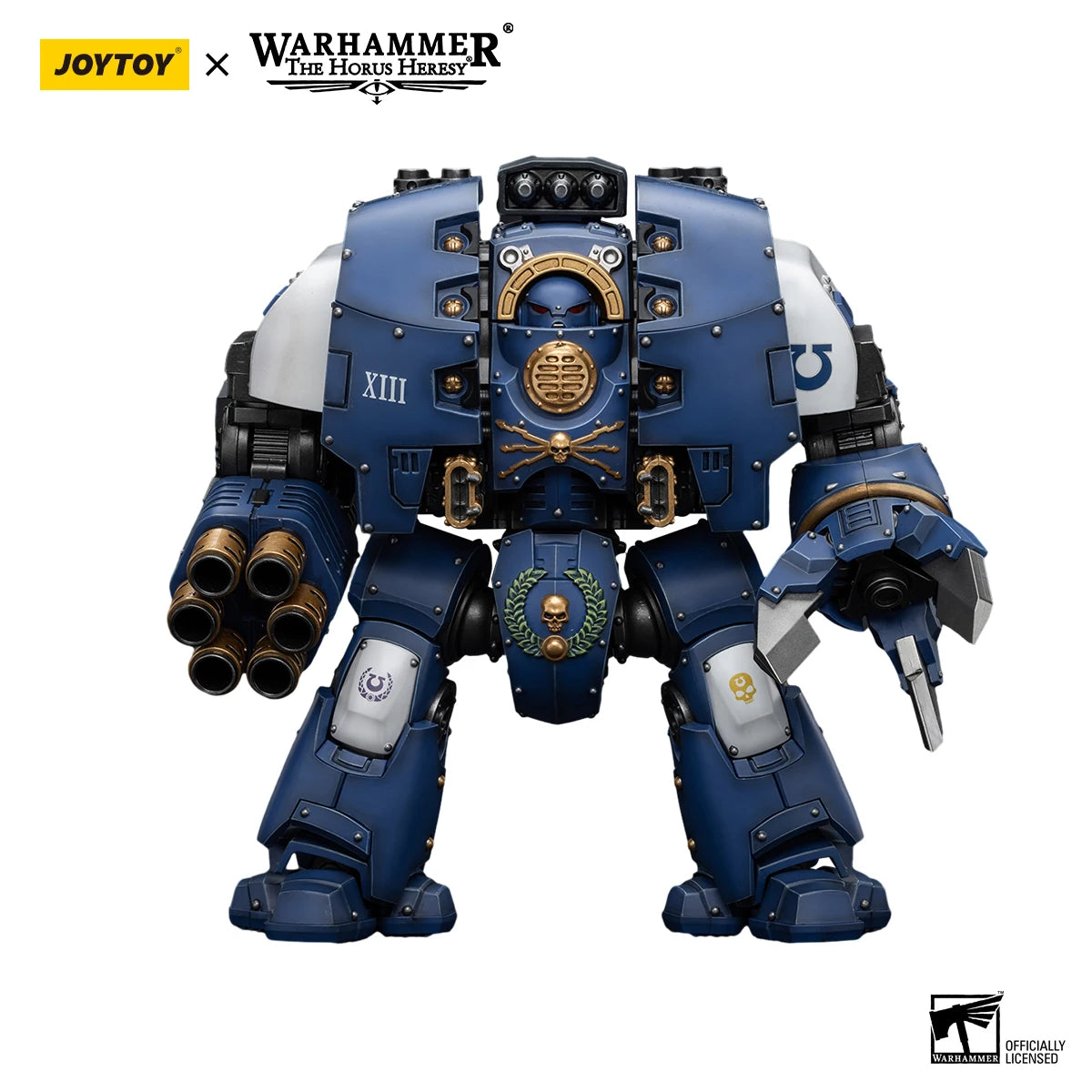 JOYTOY Warhammer 30K Action Figures Ultramarines Leviathan Dreadnought with Cyclonic Melta Lance And Siege Claws Model