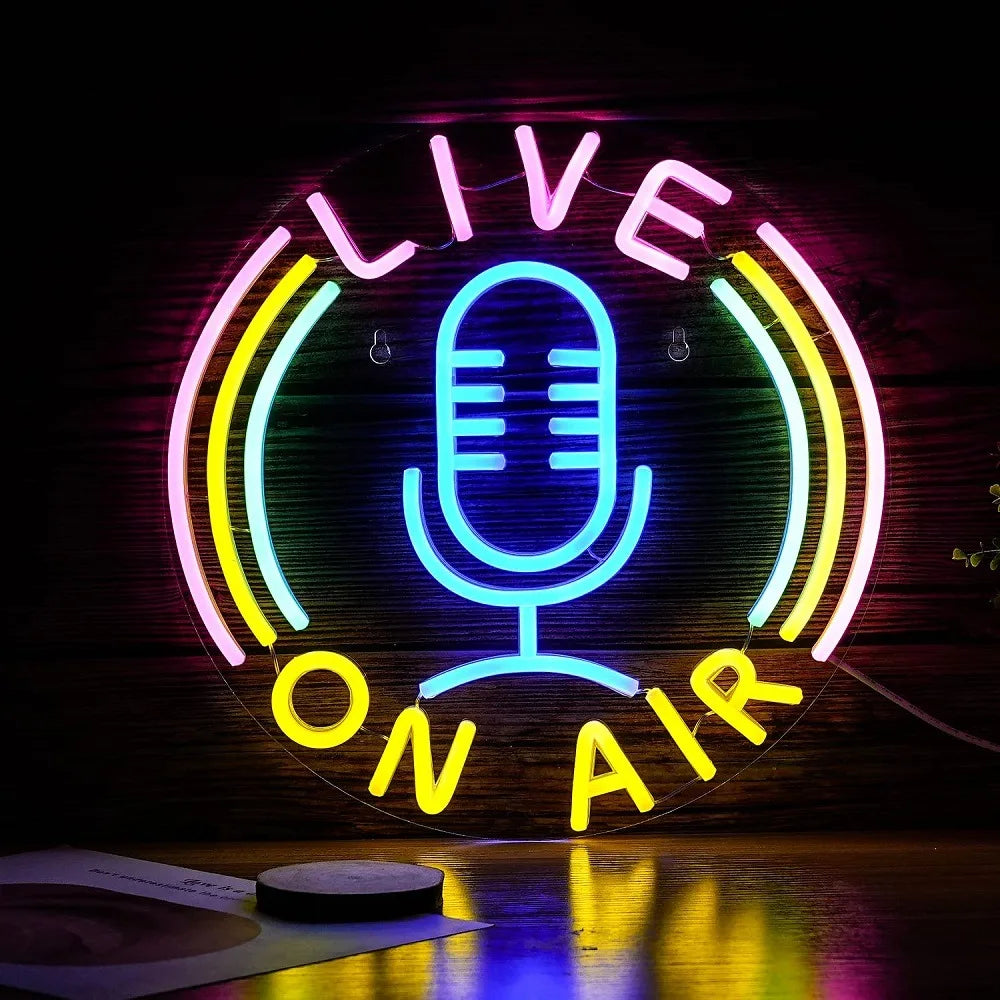 Live On Air Neon Sign Led Neon Signs Wall Decor Live On Air Lights Boys Room Game Room Decor Decor Studio Office Decoration Gift