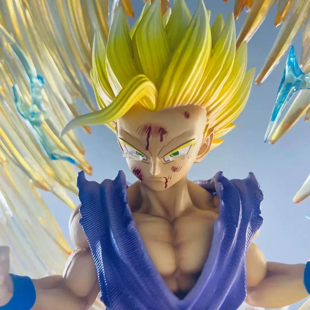 Dragon Ball Son Gohan Anime Figuren Super Saiyajin 2 Figur Leuchtende Statue Austauschbarer Kopf Handmodell Fans Geburtstagsgeschenke Spielzeug