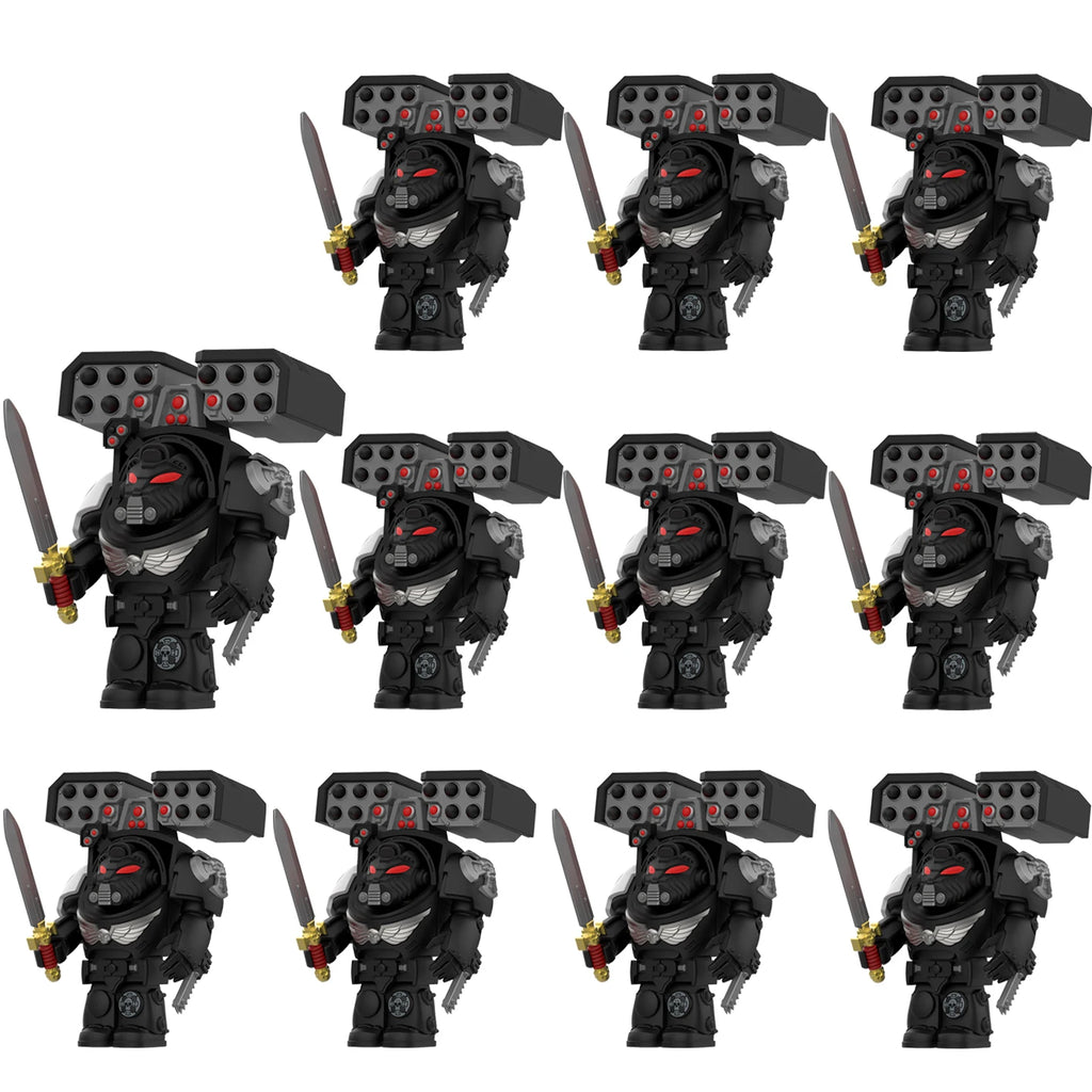 Warhammer 40k Chaos Space Marine Action Figure - Black Legion, Green Eye Lens, Spiked Armor, Combi-Bolter, Collectible Miniature