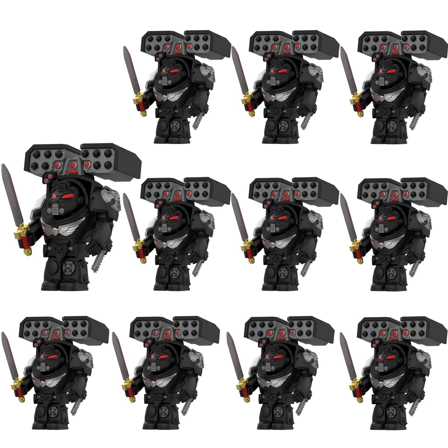 Warhammer 40k Chaos Space Marine Action Figure - Black Legion, Green Eye Lens, Spiked Armor, Combi-Bolter, Collectible Miniature