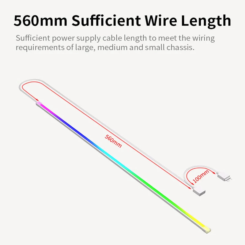 COOLCIRC 40cm LED Strip Magnetic Computer Light Bar 5V/3PIN ARGB Motherboard Light-Strip Colorful Atmosphere DIY Lamp Bar for PC