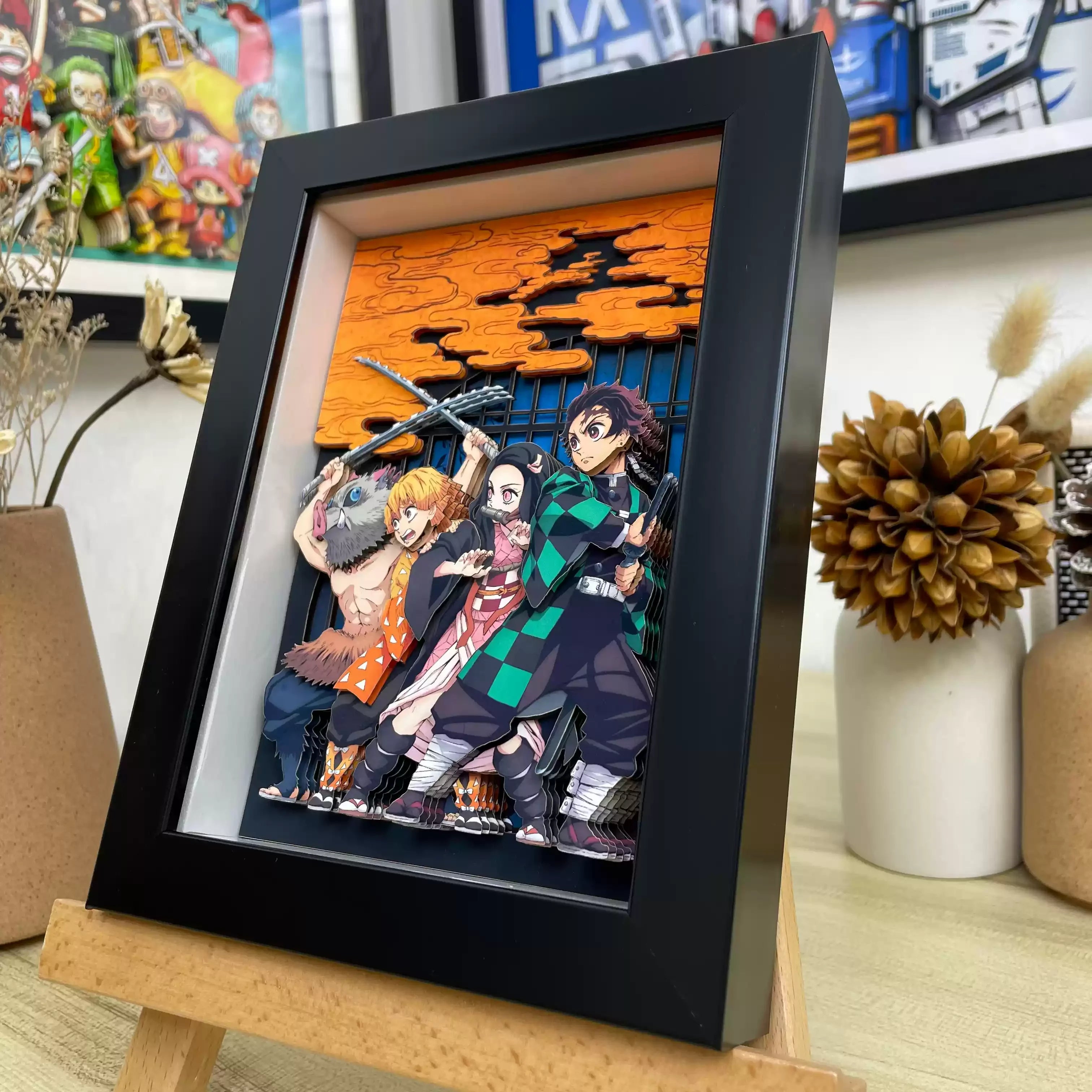 New Goods Anime Demon Slayer Kamado Tanjirou Kanroji Mitsuri Cosplay 3d Stereograph Cartoon Layout Photo Frame Decorative Gifts