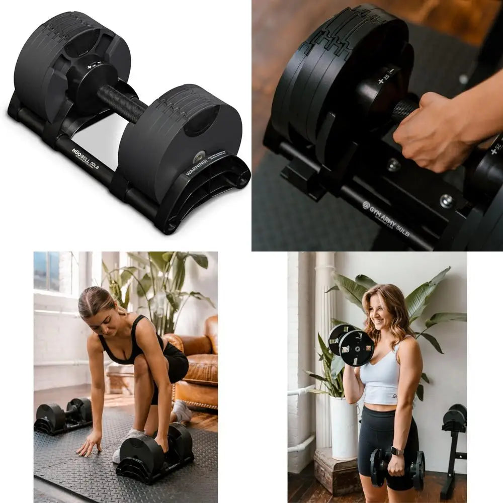 Регулируеми дъмбели Nuobell Gym Army - от 5 до 50 паунда, универсални свободни тежести за силови тренировки за мъже и жени