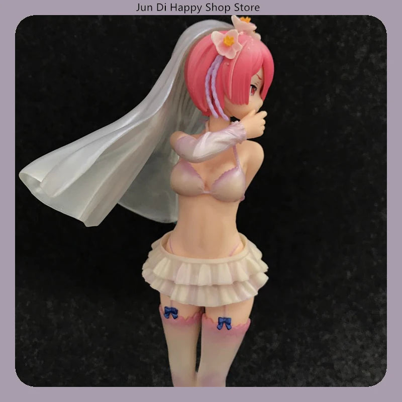 Re:Zero Starting Life In Another World Rem & Ram Bridal Dress Standing Pose Version Anime Figure Model Statue Collection Toy